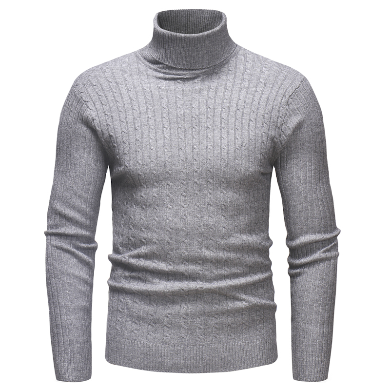 Men's Turtleneck Knit Solid Color Pullover