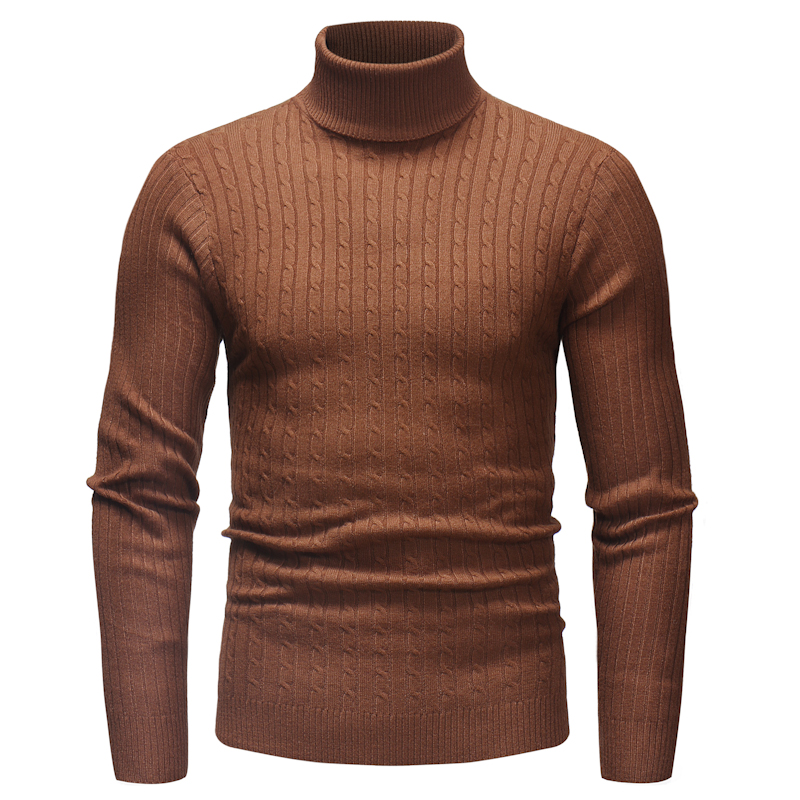 Men's Turtleneck Knit Solid Color Pullover