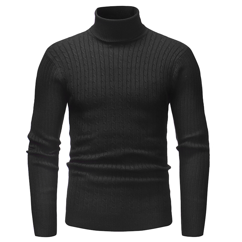 Men's Turtleneck Knit Solid Color Pullover