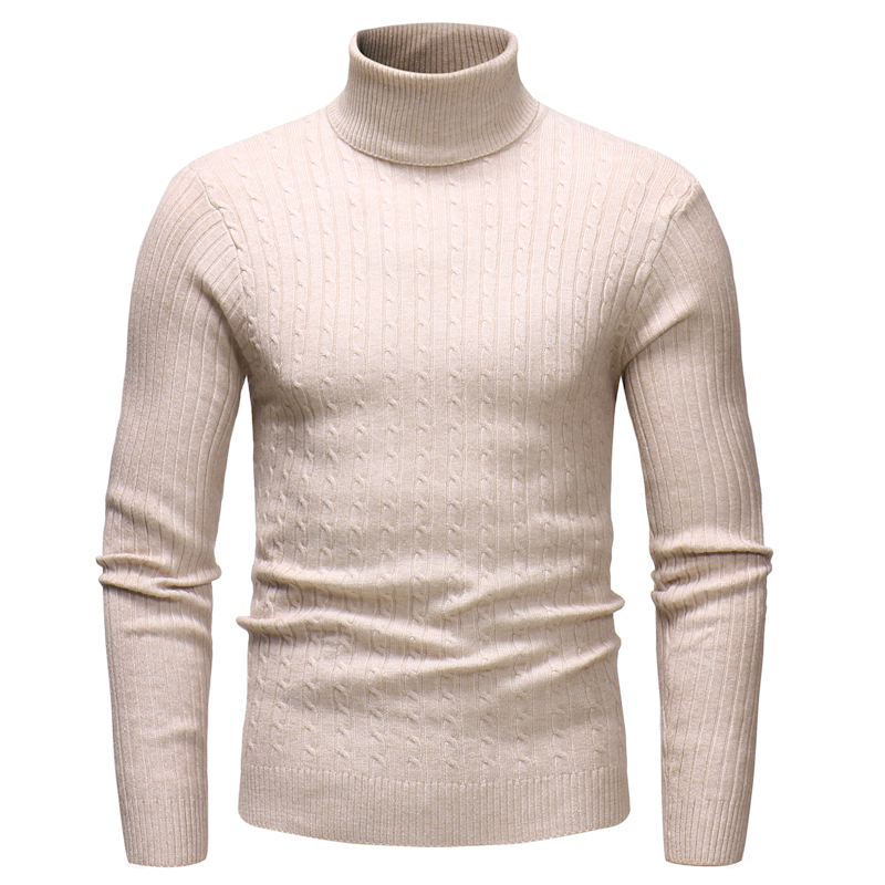 Men's Turtleneck Knit Solid Color Pullover