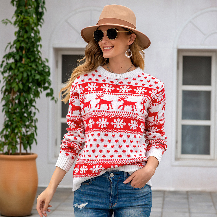 Ladies Long Sleeve Christmas Pullover Sweater