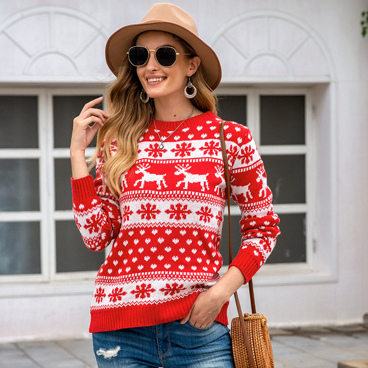 Ladies Long Sleeve Christmas Pullover Sweater