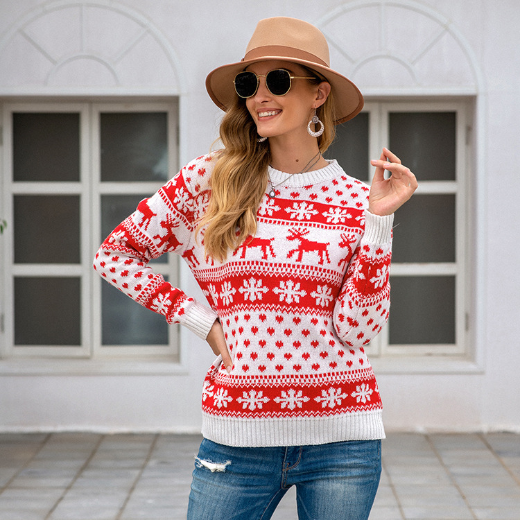 Ladies Long Sleeve Christmas Pullover Sweater