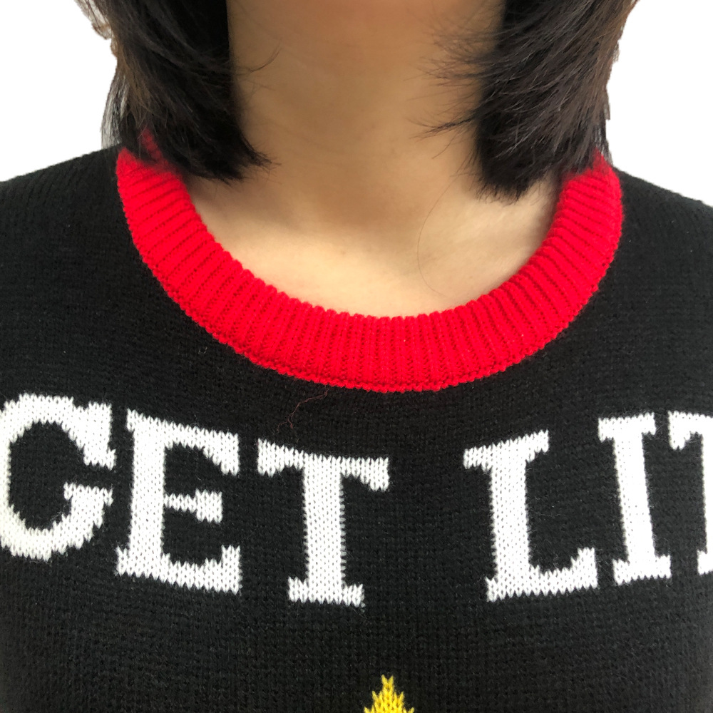 Feminine Christmas sweater custom LED lights