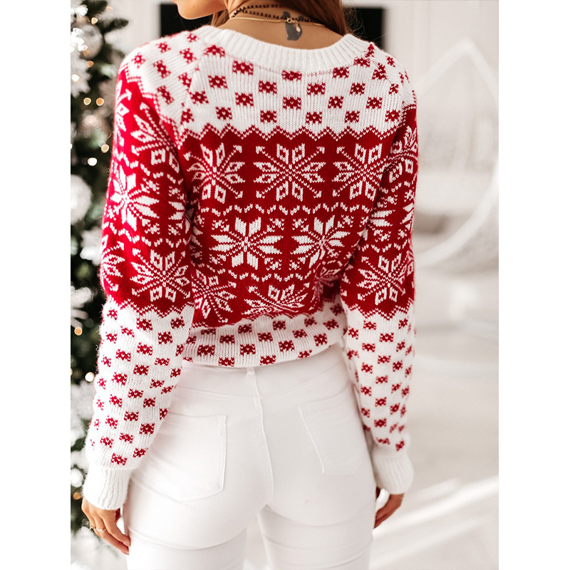 Jacquard Knitted Pullover Women'S Christmas Sweater