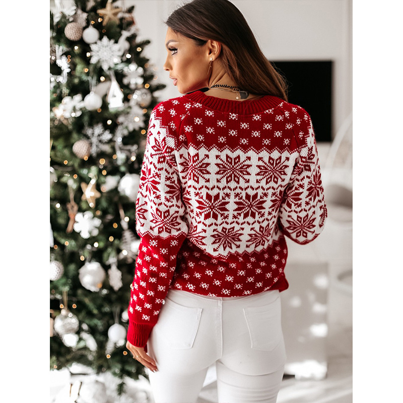 Jacquard Knitted Pullover Women'S Christmas Sweater