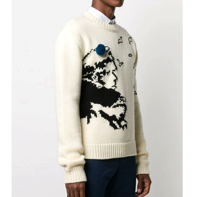 Jacquard Sweater Pullover Knitted Jumper Men