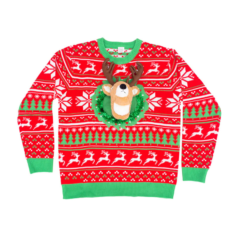 3D Reindeer LED Light Christmas Sweater Pullover Women