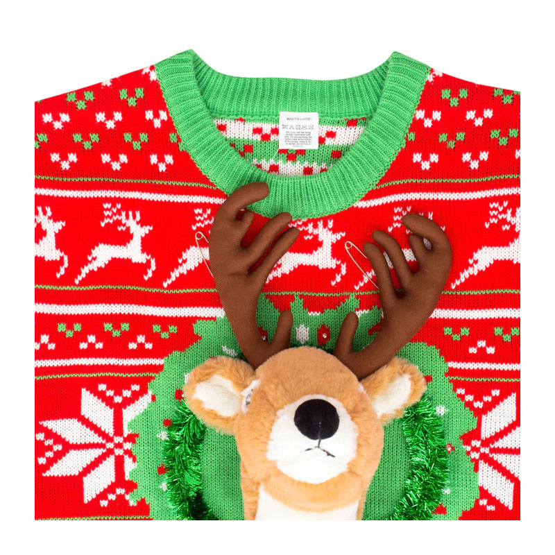 3D Reindeer LED Light Christmas Sweater Pullover Women