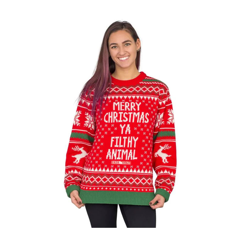 Merry Christmas Sweater Female Snowflake And Reindeer