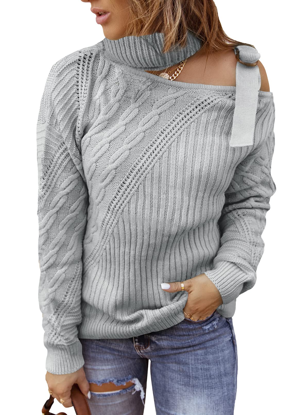 Women Turtleneck Pullover Casual Loose Sweater