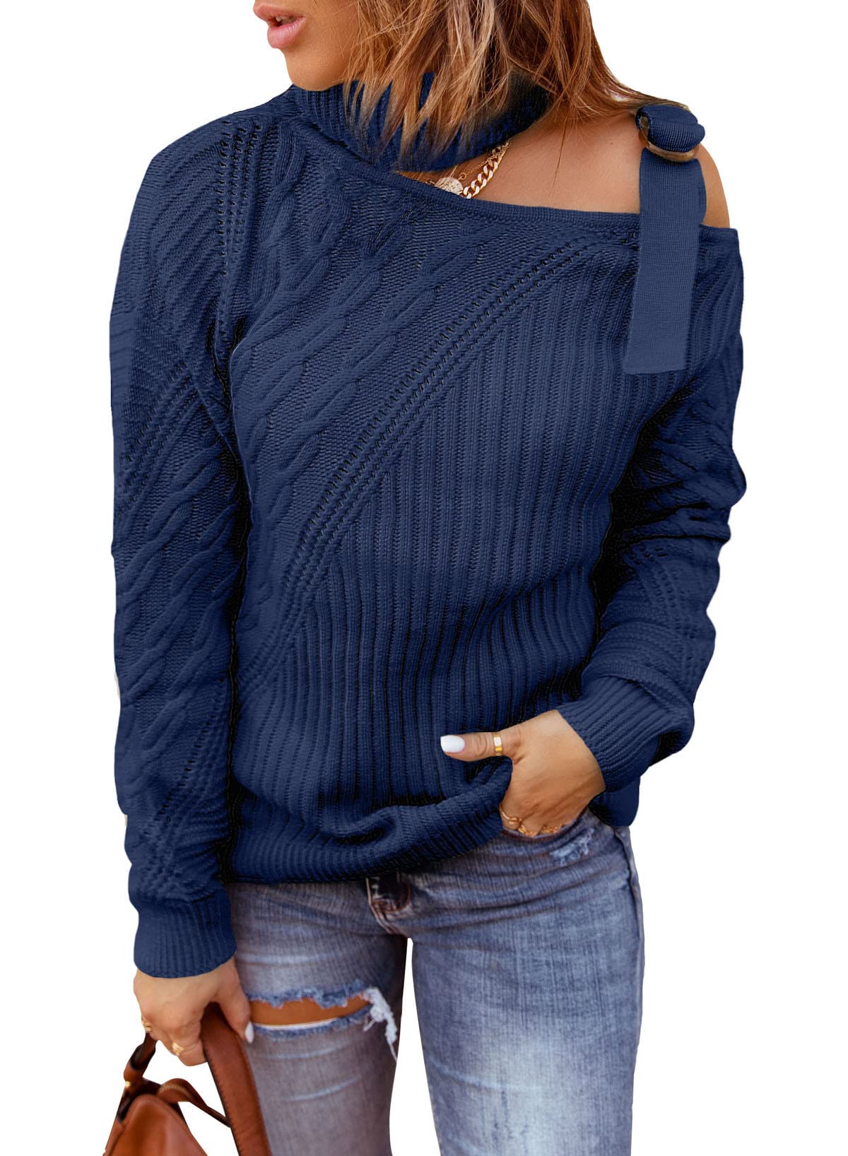 Women Turtleneck Pullover Casual Loose Sweater