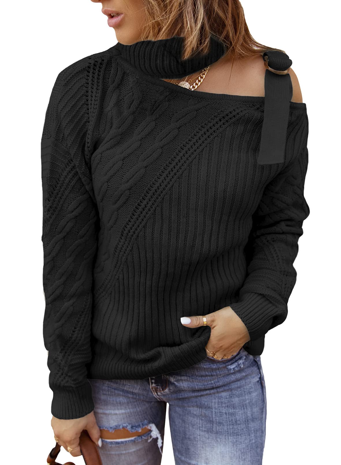 Women Turtleneck Pullover Casual Loose Sweater