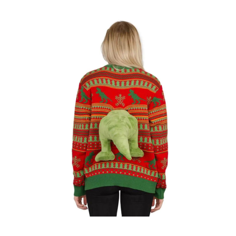 Christmas Sweater Female 3D T-Rex Pullover