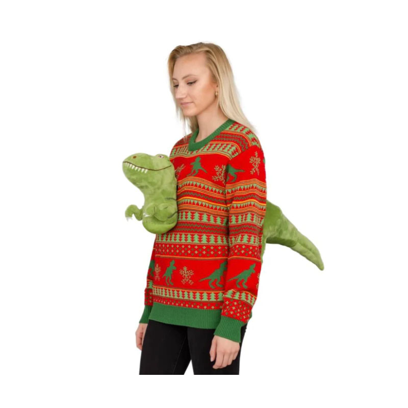 Christmas Sweater Female 3D T-Rex Pullover