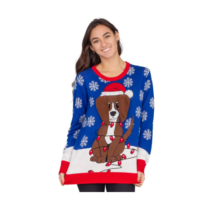 Funny Christmas Sweater Women's  Dog  Puppy Ears