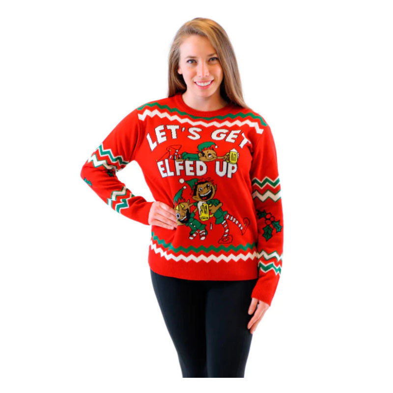 Funny Christmas Sweater Women's Elfed Up