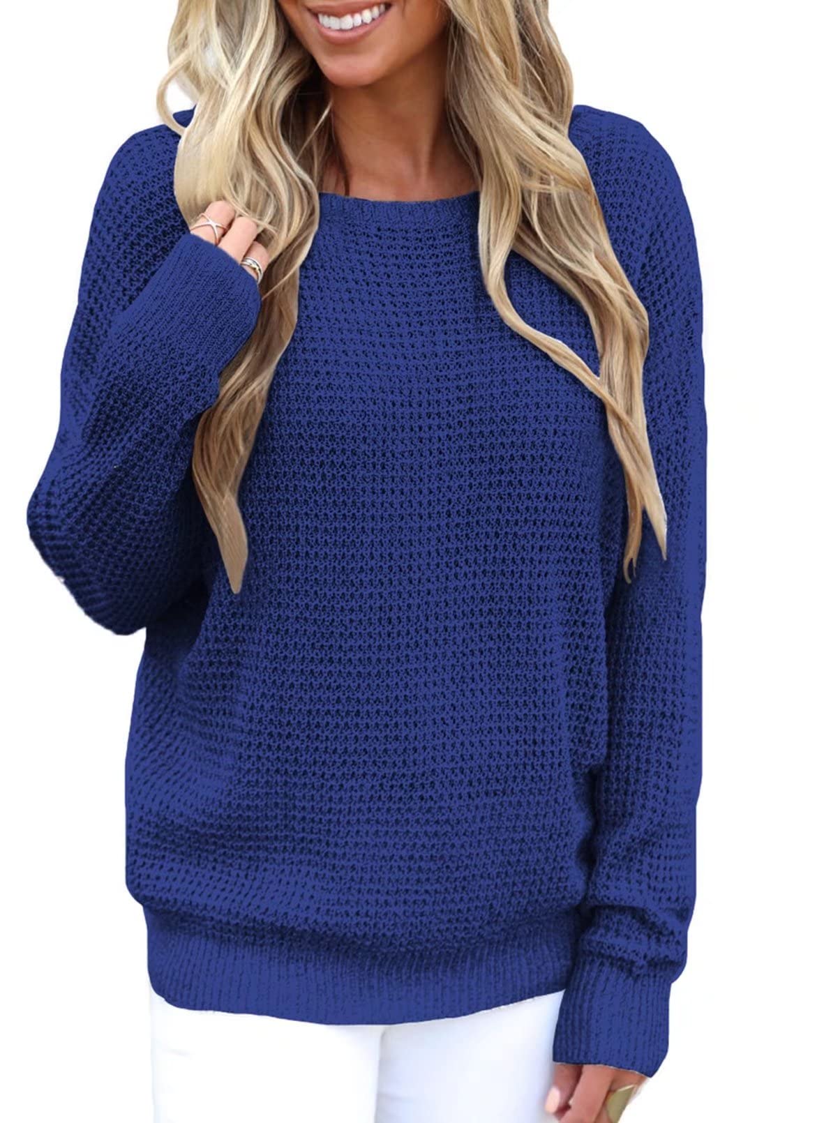 Women Knitted Long Sleeve Crewneck Sweater