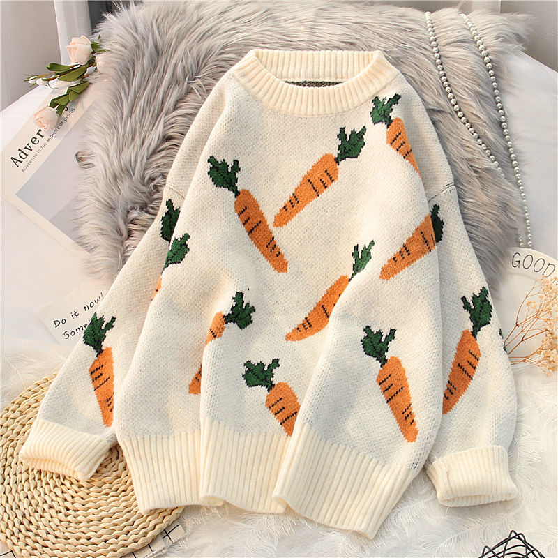 Printed Loose Pure Color Turtlenecks Sweater