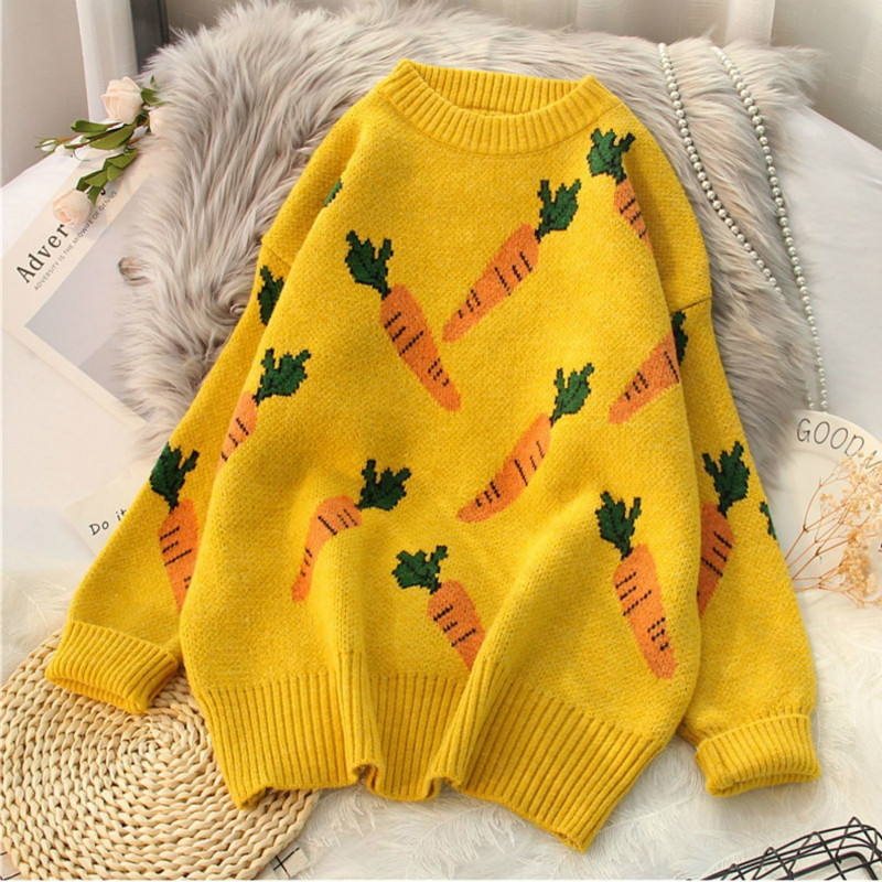 Printed Loose Pure Color Turtlenecks Sweater