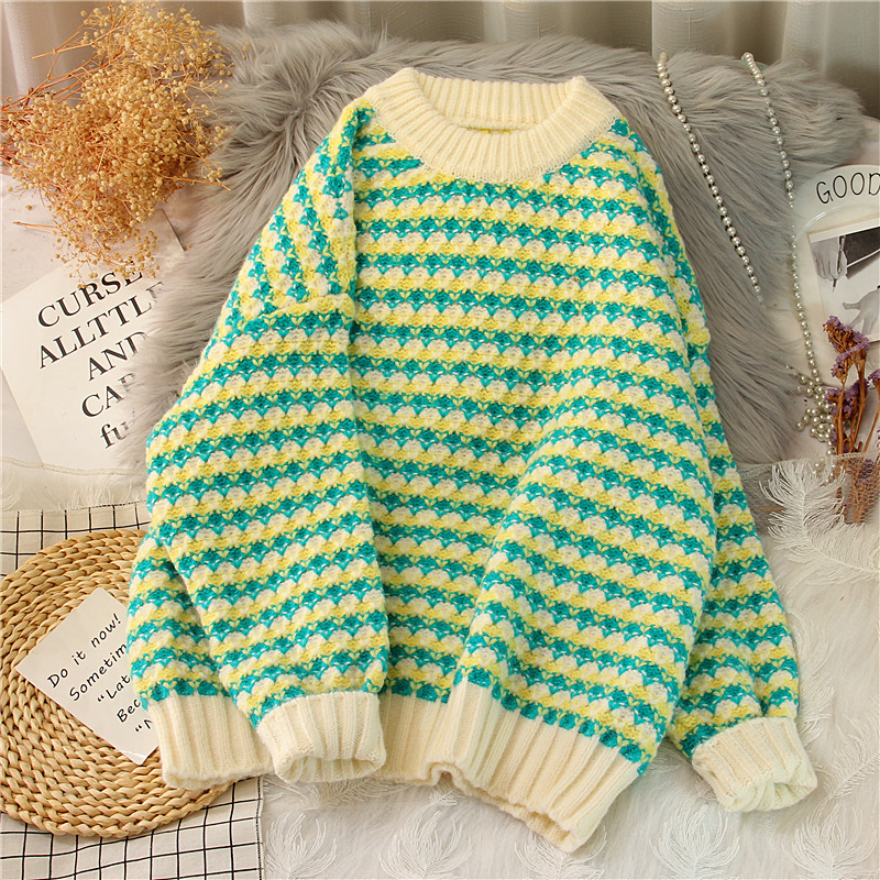 Thicken Stripe Sweet Pullover Casual Knitwear