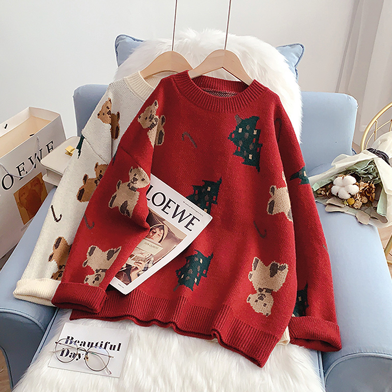 Jacquard Knit Christmas Cartoon Turtleneck Sweater