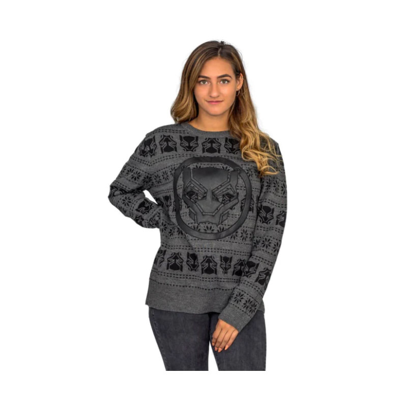 Funny Christmas Sweater Women's Black Panther