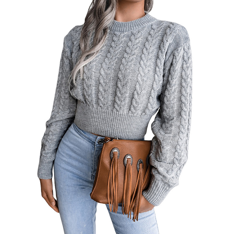 Fashion Slim Sweater Women Roundneck Pullover