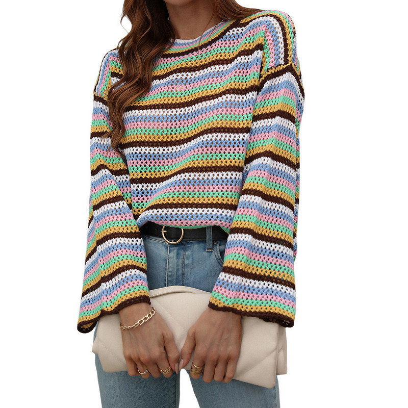 Striped Pullover Loose Fitting Casual Sweater