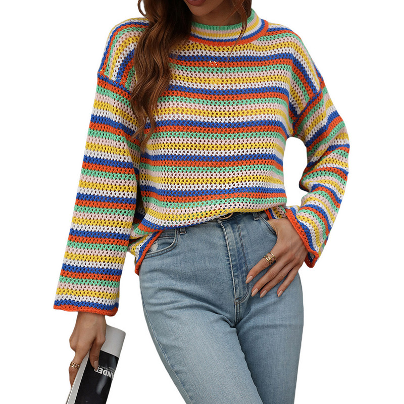 Striped Pullover Loose Fitting Casual Sweater