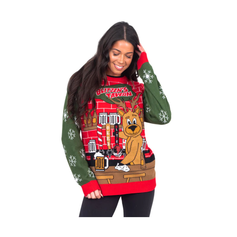 Funny Blitzen's Tavern Beverage Sweater Unisex Fit