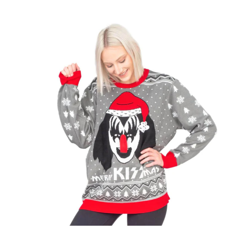 FUNNY Christmas Sweater  Merry Kissmas Flappy Sweater Kiss Women's