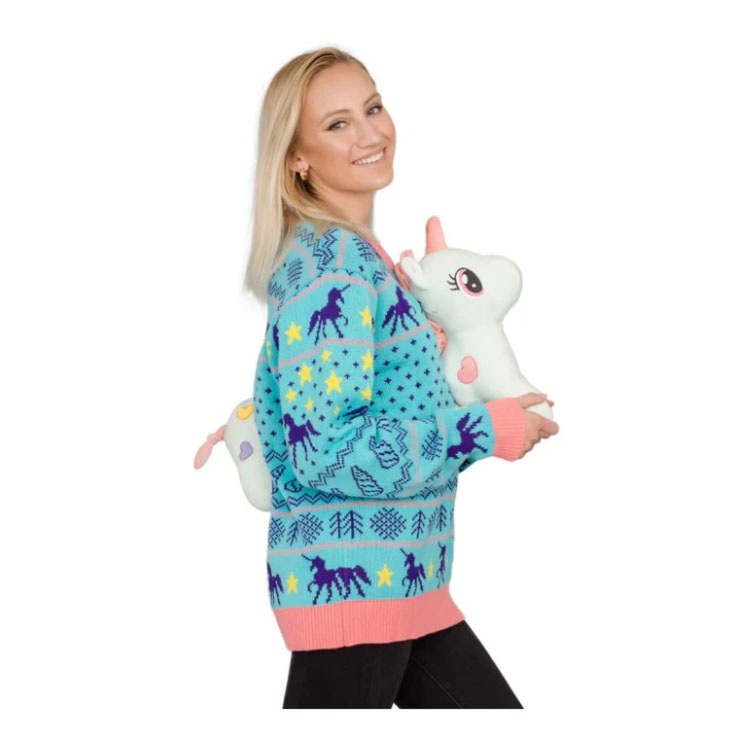 Women's Christmas Jacquard Pullover 3D Unicorn Sweater