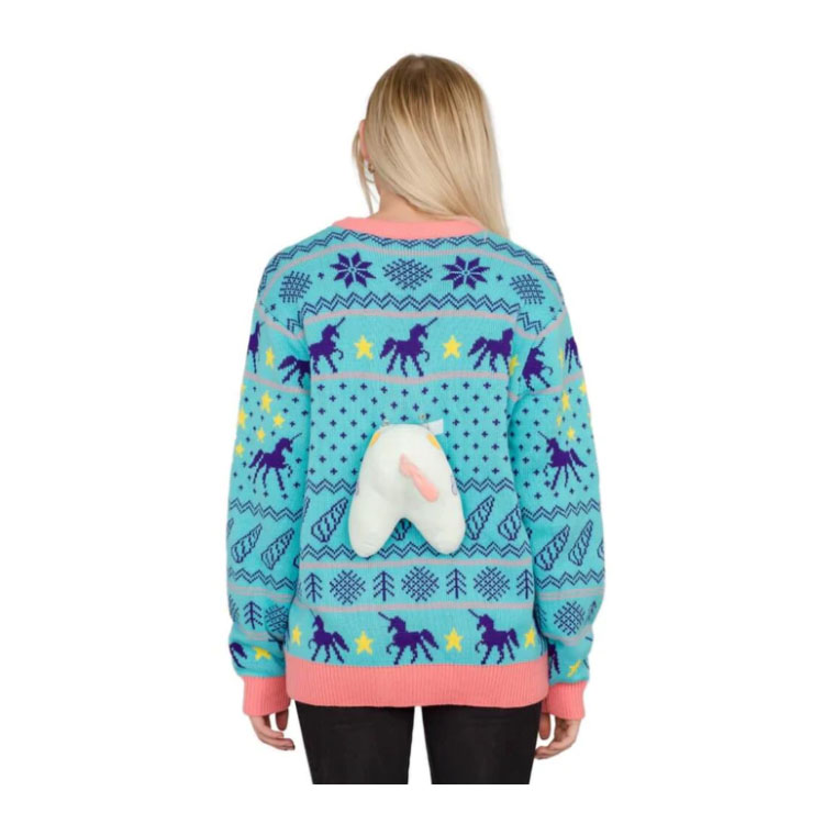 Women's Christmas Jacquard Pullover 3D Unicorn Sweater