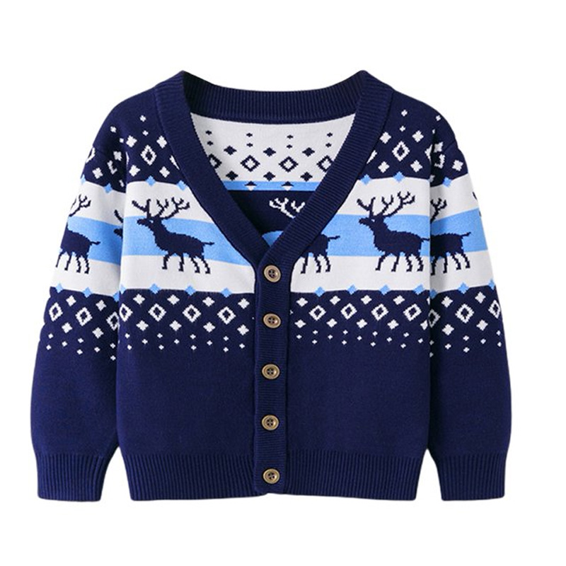 Jacquard Knitted Christmas Sweater Kid’s Cardigan Sweater