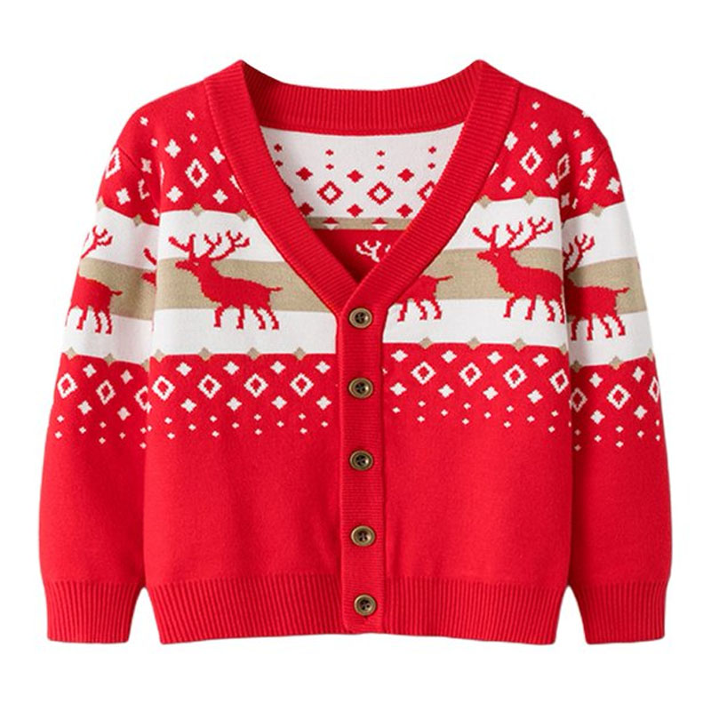 Jacquard Knitted Christmas Sweater Kid’s Cardigan Sweater