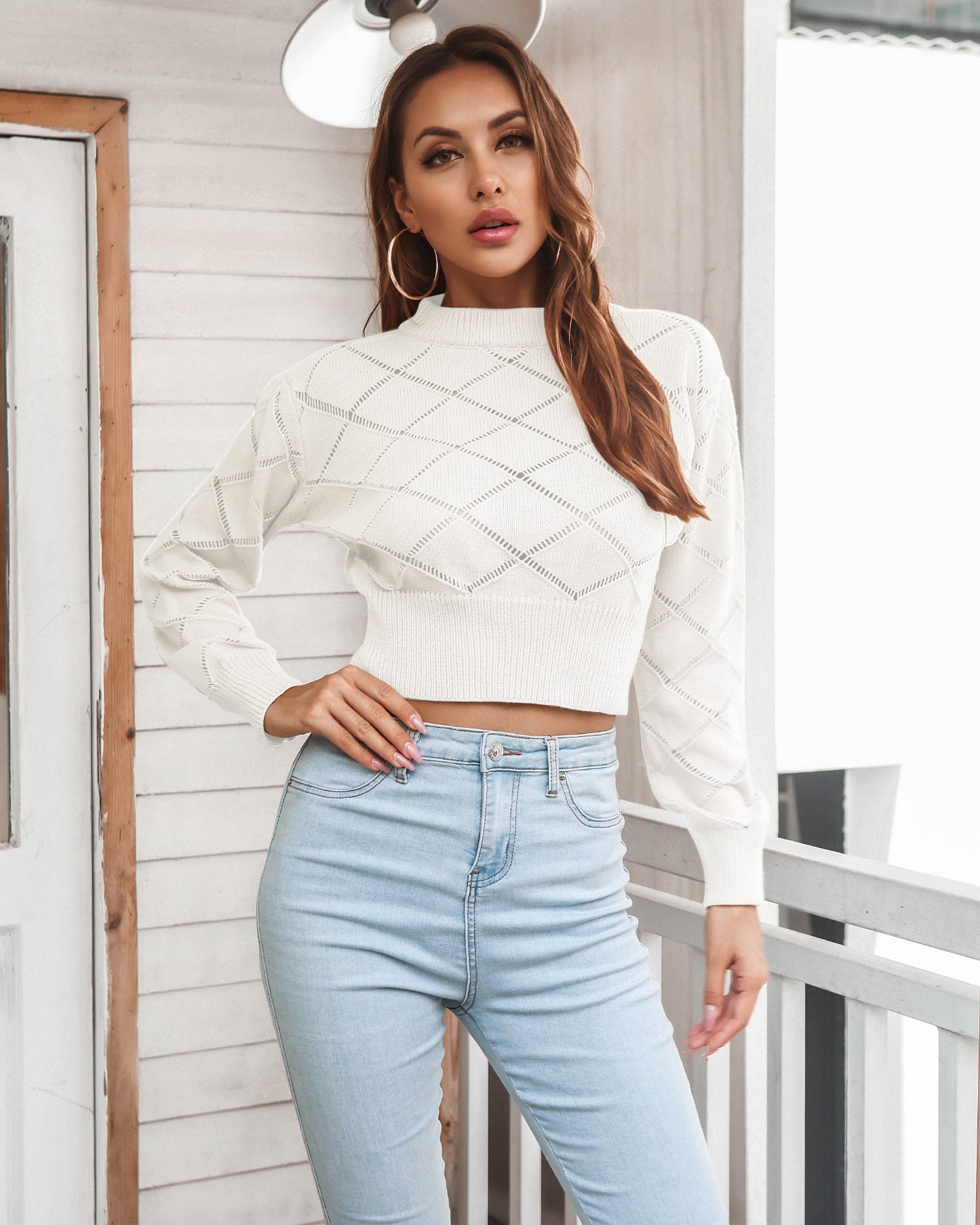 Women's Long Sleeve Cropped Sweater