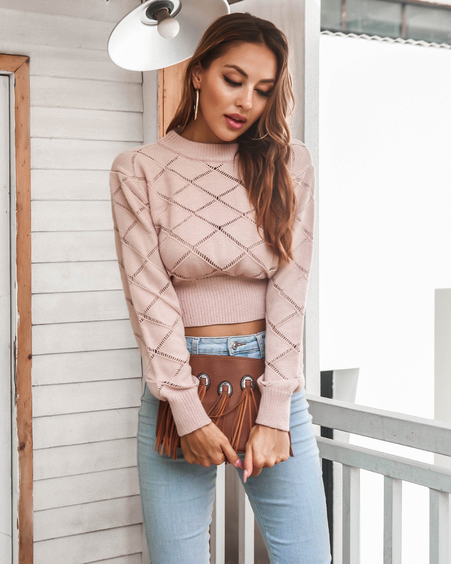 Women's Long Sleeve Cropped Sweater