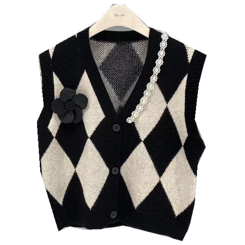 Knitted Vest Vintage V-neck Sleeveless Sweater