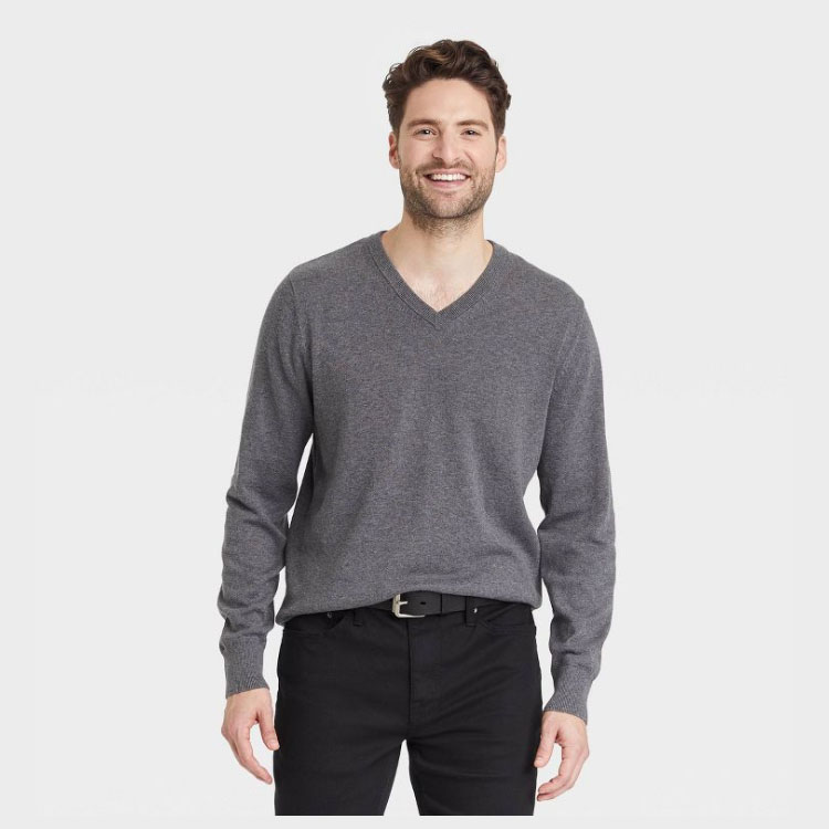 Men's Knitted V-neck Pullover Sweater