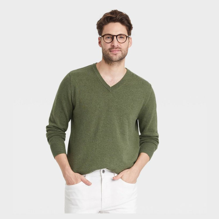 Men's Knitted V-neck Pullover Sweater