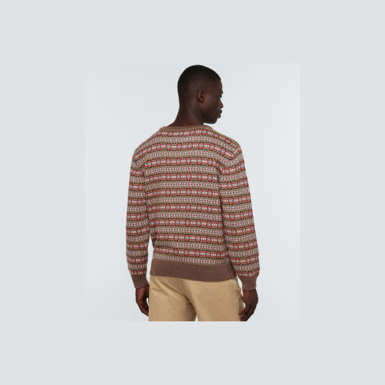 Men's Jacquard Crew Neck Pullover Sweater