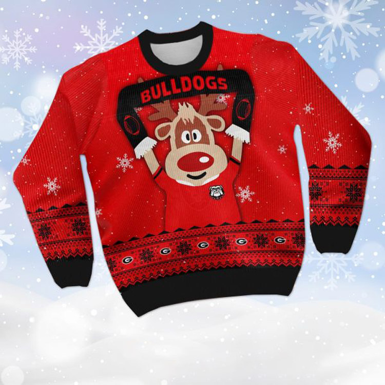 Reindeer Georgia Bulldogs Ugly Christmas Sweater