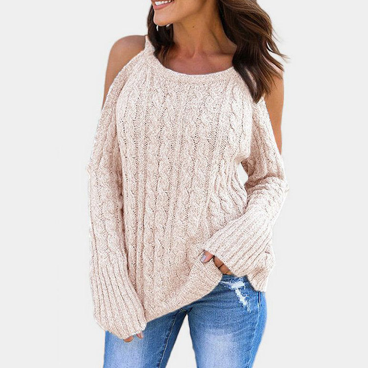 Long Sleeve Strapless Twist Sweater Women