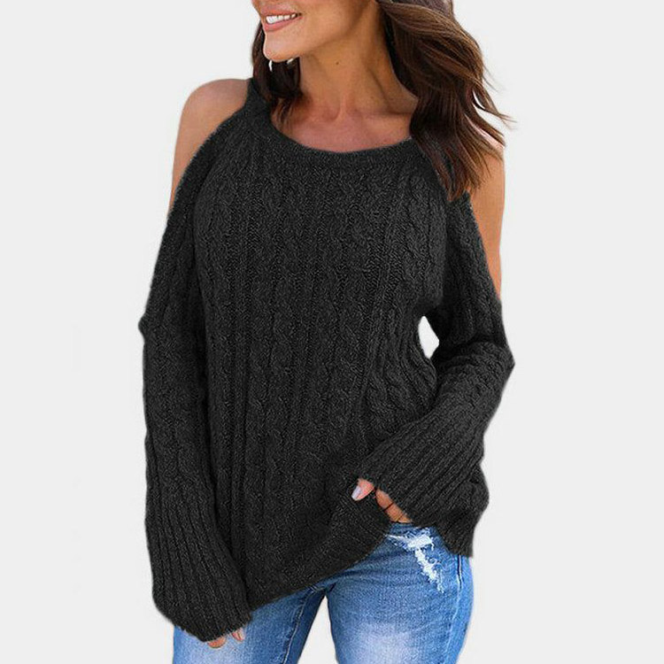 Long Sleeve Strapless Twist Sweater Women