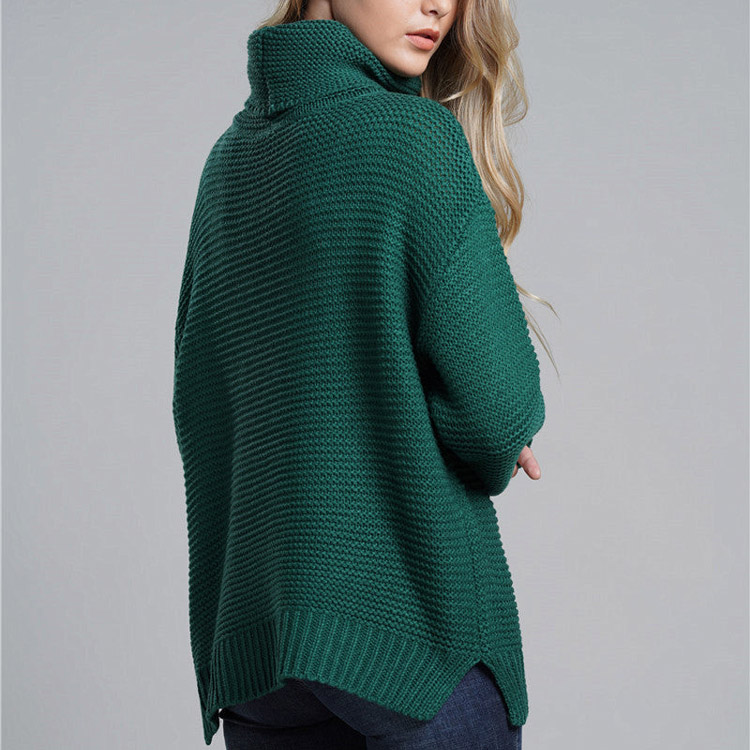 Side Slit Turtleneck Women's Sweater