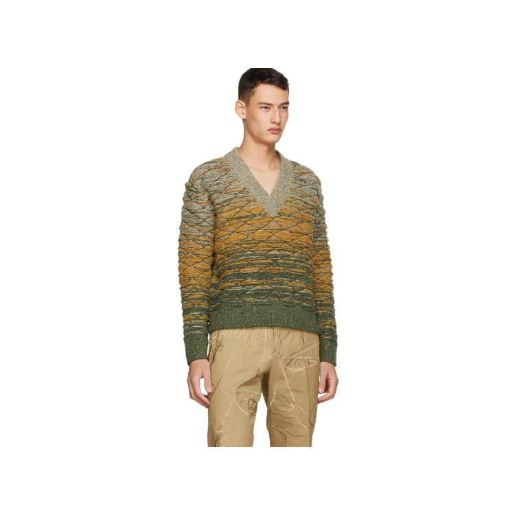 Men's Jacquard V-neck Pullover Sweater