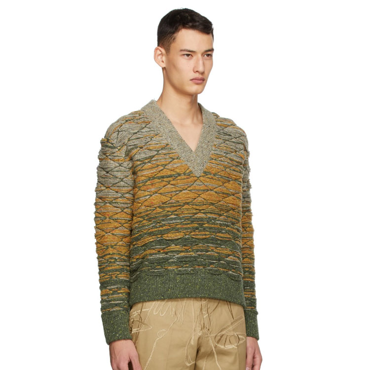 Men's Jacquard V-neck Pullover Sweater