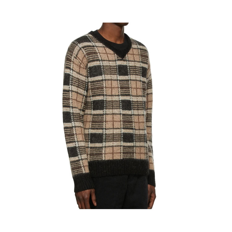 Men's Knitted Jacquard V-neck Pullover Sweater