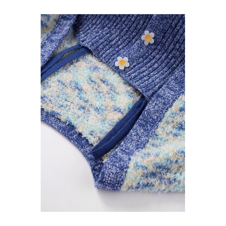 Women's Blue Knitted Two-Piece Suit Sweater